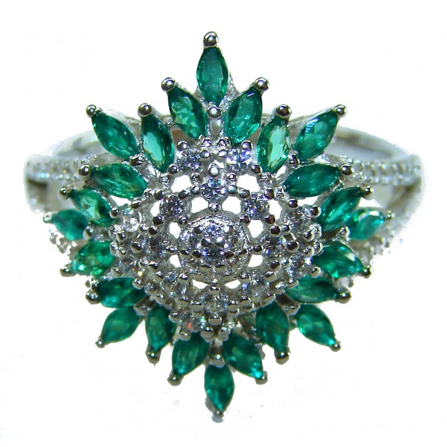 Authentic 5.2 carat Colombian Emerald .925 Sterling Silver handcrafted Ring size 7 1/2 - photo 2