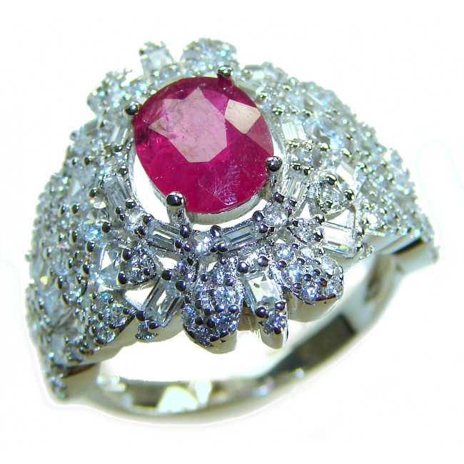 Real Beauty Natural 3.4 carat Ruby .925 Sterling Silver handmade Statement Ring size 6 1/4 - photo 3