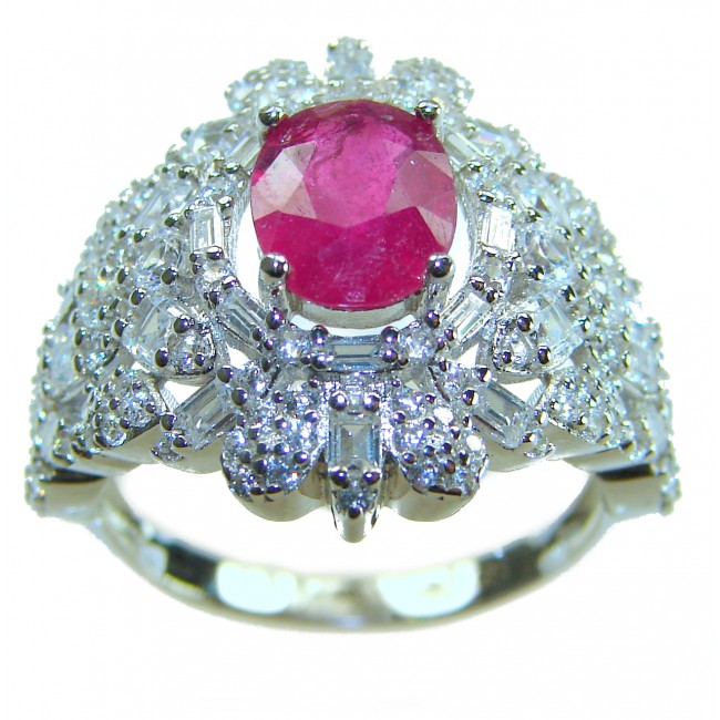 Real Beauty Natural 3.4 carat Ruby .925 Sterling Silver handmade Statement Ring size 6 1/4 - photo 2
