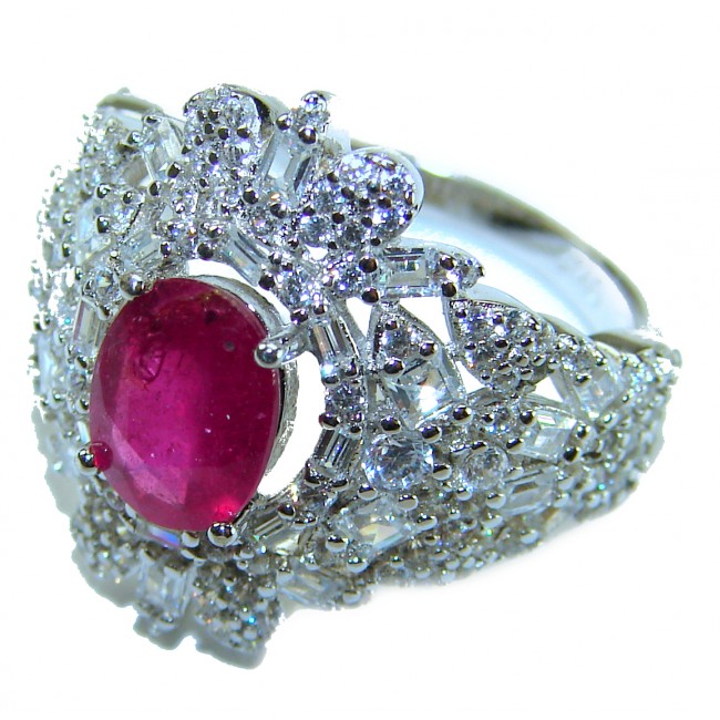 Real Beauty Natural 3.4 carat Ruby .925 Sterling Silver handmade Statement Ring size 6 1/4 - photo 1