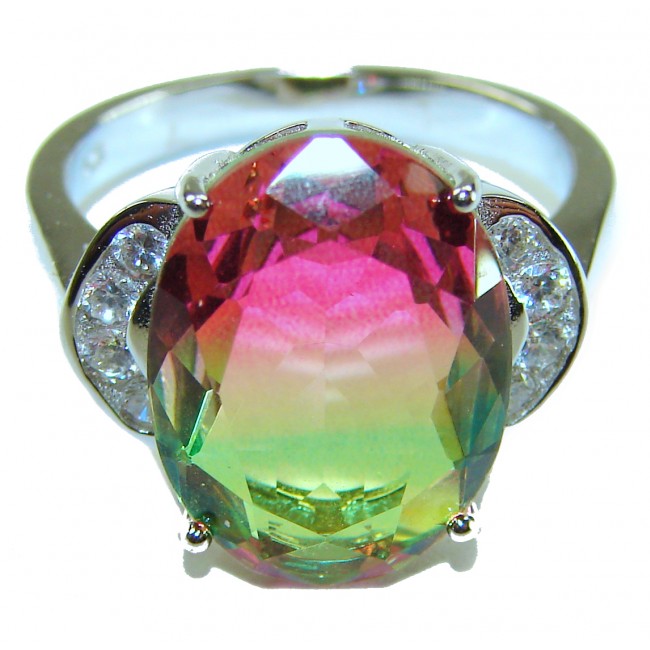 Rio De Janeiro 12.8 carat Brazilian Tourmaline .925 Sterling Silver Perfectly handcrafted Ring s. 8