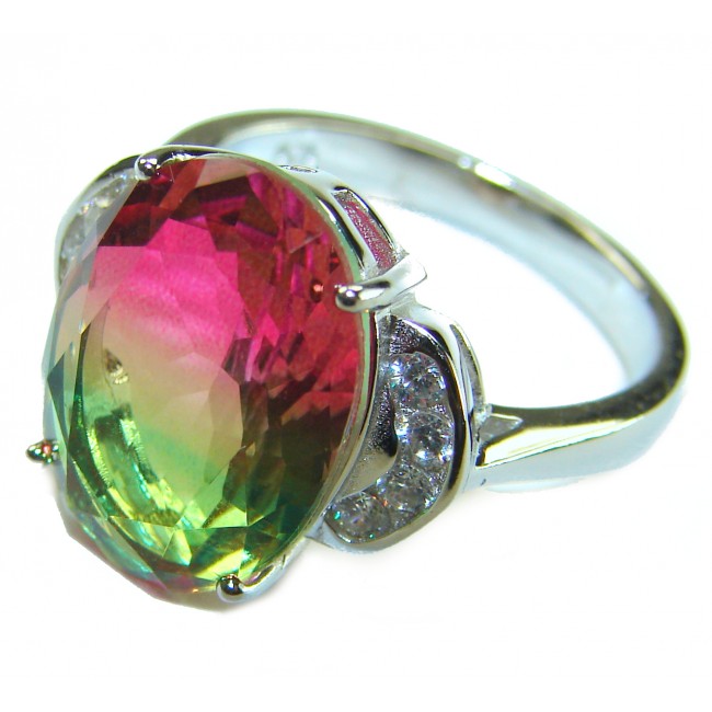 Rio De Janeiro 12.8 carat Brazilian Tourmaline .925 Sterling Silver Perfectly handcrafted Ring s. 8