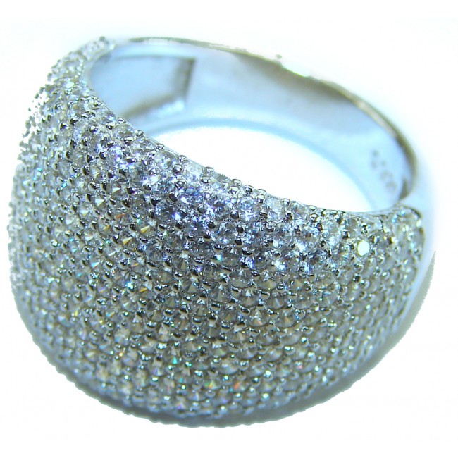 SPECTACULAR 10.5 carat White Topaz .925 Sterling Silver ring size 7