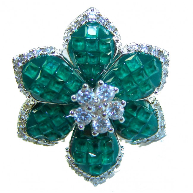 Authentic 12.2 carat Colombian Emerald .925 Sterling Silver handcrafted Ring size 6 - photo 3