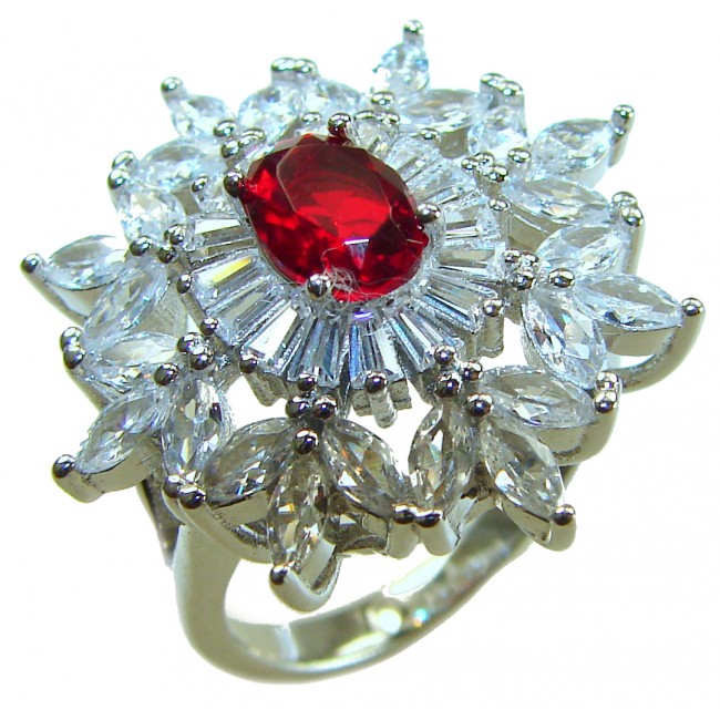Bella Rosa Genuine 10.5 CARAT Ruby .925 Sterling Silver Large Statement Ring size 6 1/4 - photo 4