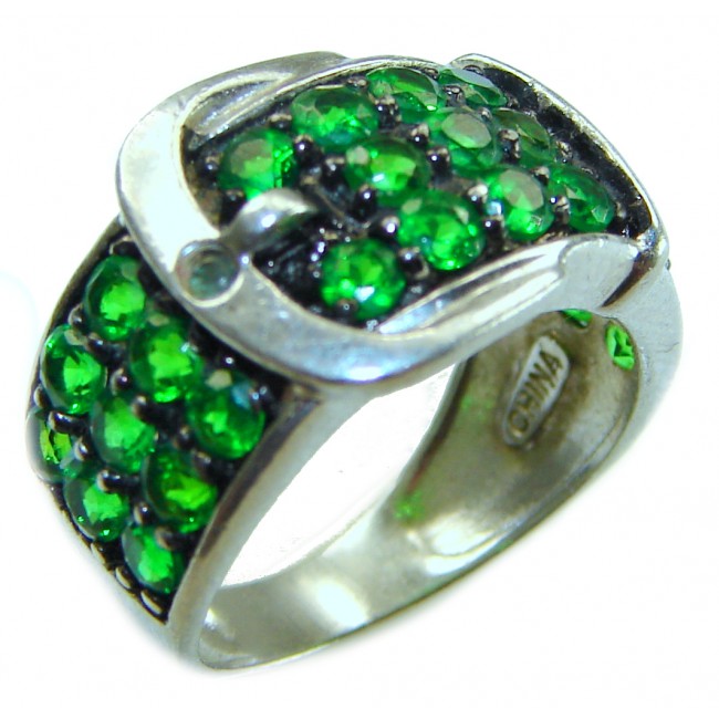 Green Belt 10.2 CARAT Chrome Diopside .925 Sterling Silver Statement Ring s. 5 - photo 4