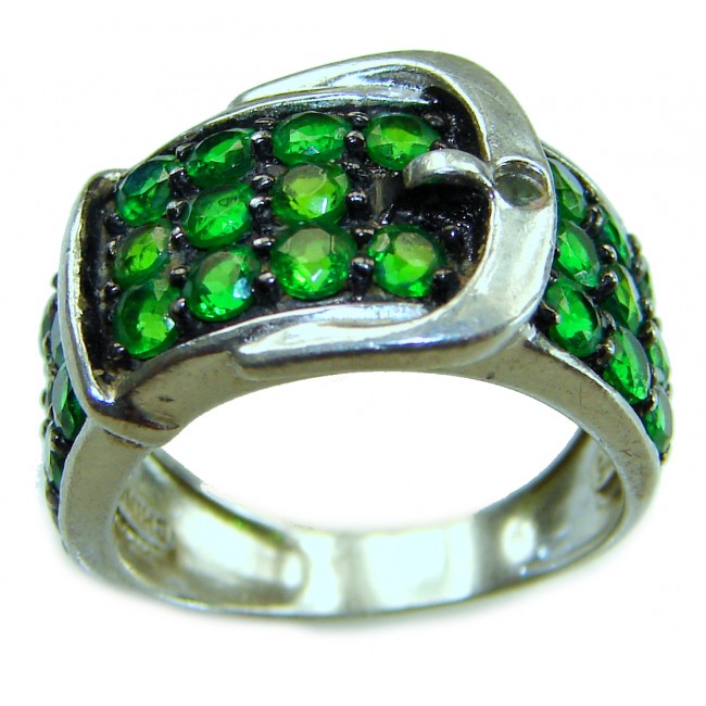 Green Belt 10.2 CARAT Chrome Diopside .925 Sterling Silver Statement Ring s. 5 - photo 3