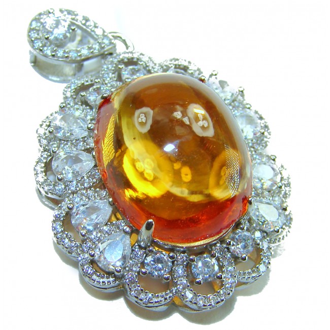 Emily Luxury genuine 18.5 CARAT Golden Topaz .925 Sterling Silver handmade Pendant