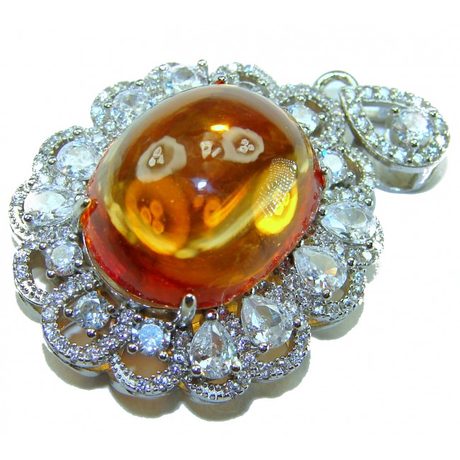 Emily Luxury genuine 18.5 CARAT Golden Topaz .925 Sterling Silver handmade Pendant