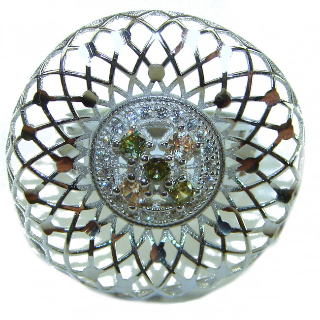 Casablanca - authentic 2.2 carat Tourmaline .925 Sterling Silver brilliantly handcrafted ring s. 7 - Top view of Casablanca ring with 2.2 carat Tourmaline in .925 Sterling Si