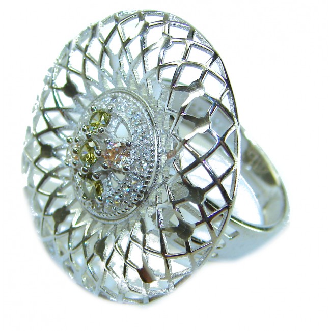 Casablanca - authentic 2.2 carat Tourmaline .925 Sterling Silver brilliantly handcrafted ring s. 7 - Side view of Casablanca 2.2 carat Tourmaline sterling silver ring.