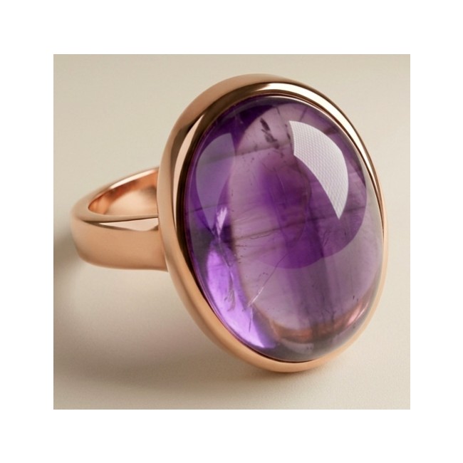 Top quality 16.2 carat Amethyst .925 Sterling Silver dipped in 18K Gold Handcrafted Large Ring size 7 3/4
