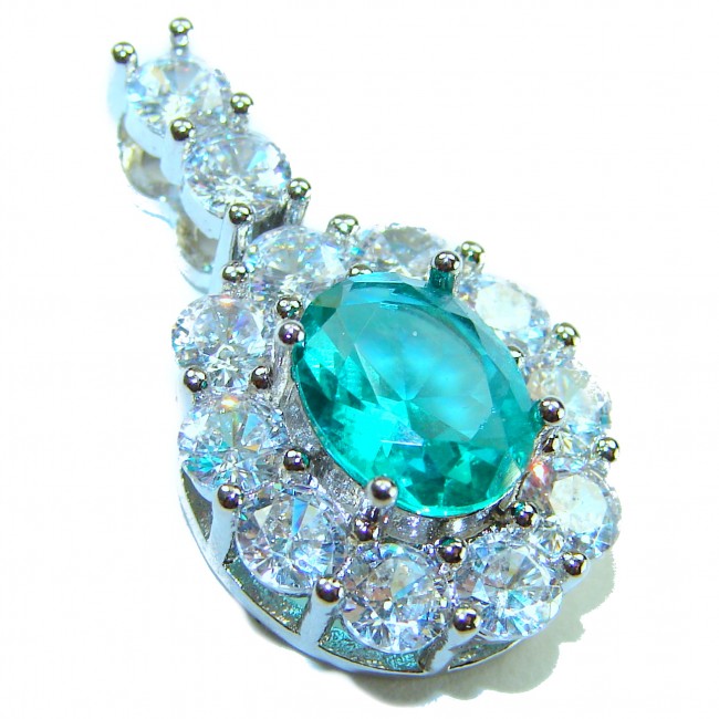 Divine Beauty 8.5 carat Aquamarine .925 Sterling Silver handcrafted pendant - Close-up of 8.5 carat aquamarine pendant in sterling silver setting.