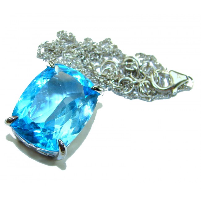 Pacifica 19.5 carat Swiss Blue Topaz .925 Sterling Silver Handcrafted necklace - photo 4