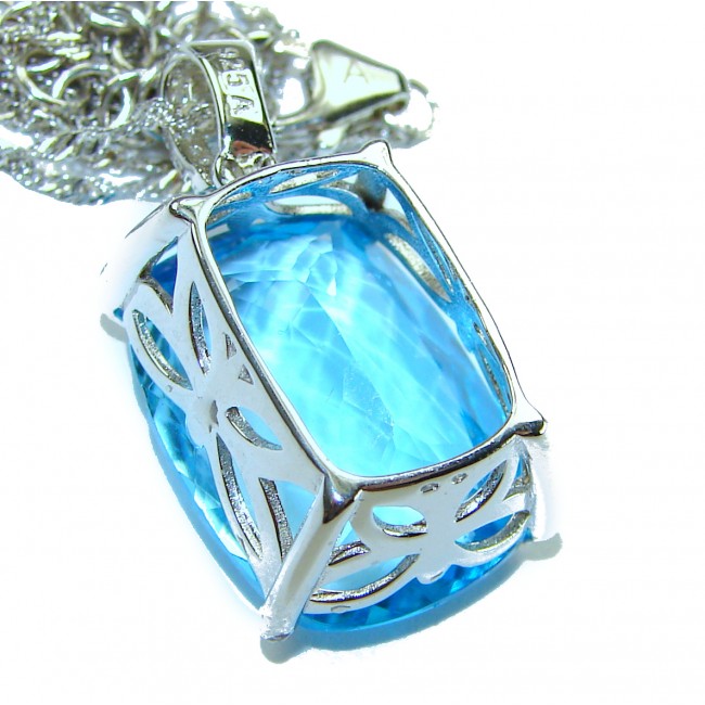 Pacifica 19.5 carat Swiss Blue Topaz .925 Sterling Silver Handcrafted necklace - photo 2