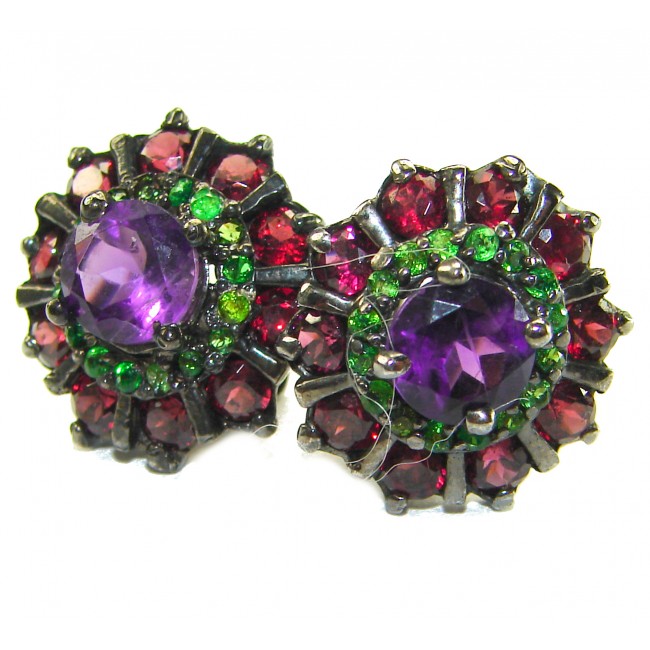 Lavender Beauty authentic 11.2 carat Amethyst .925 Sterling Silver dipped in black rhodium handcrafted earrings