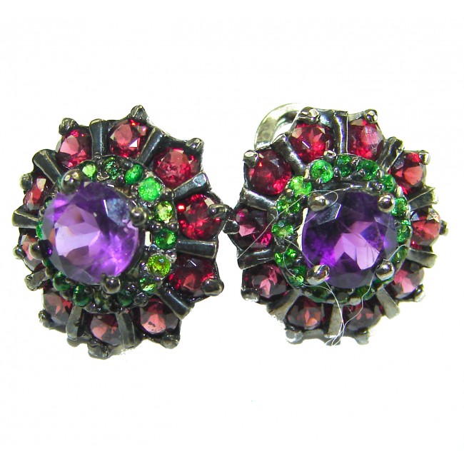 Lavender Beauty authentic 11.2 carat Amethyst .925 Sterling Silver dipped in black rhodium handcrafted earrings