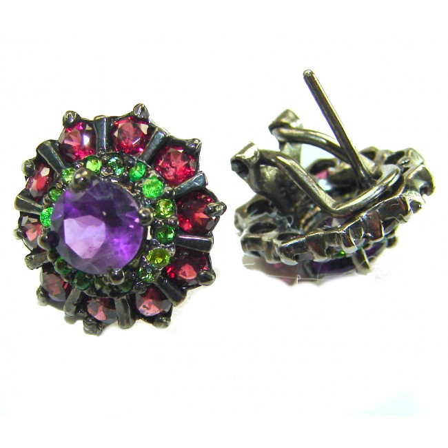 Lavender Beauty authentic 11.2 carat Amethyst .925 Sterling Silver dipped in black rhodium handcrafted earrings