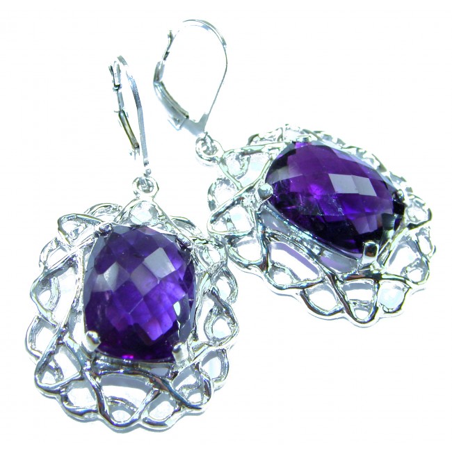 Lavender Beauty authentic 14.2 carat Amethyst .925 Sterling Silver dipped in rhodium handcrafted earrings