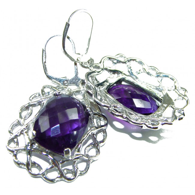 Lavender Beauty authentic 14.2 carat Amethyst .925 Sterling Silver dipped in rhodium handcrafted earrings