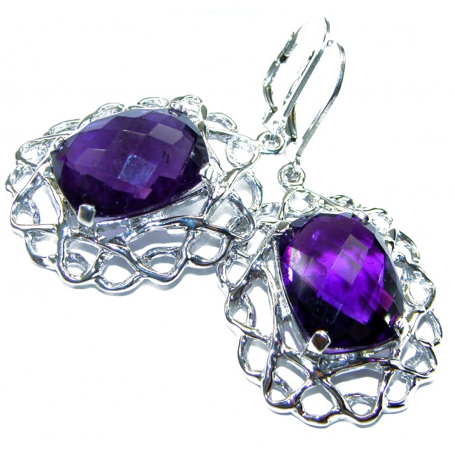 Lavender Beauty authentic 14.2 carat Amethyst .925 Sterling Silver dipped in rhodium handcrafted earrings
