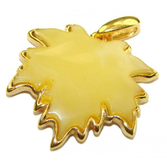 Golden Leaf Buttescotch Baltic Amber .925 Sterling Silver dipped in 18K Gold handmade pendant