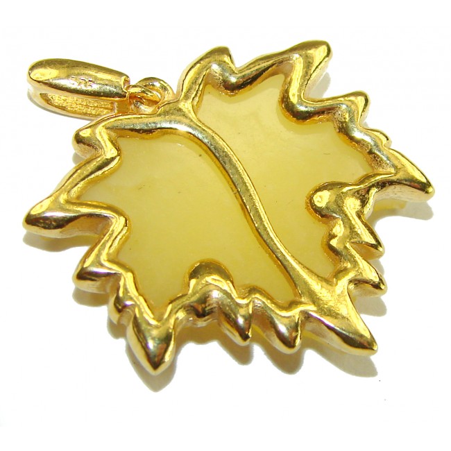 Golden Leaf Buttescotch Baltic Amber .925 Sterling Silver dipped in 18K Gold handmade pendant