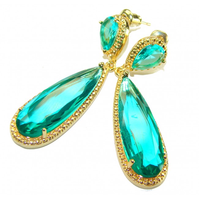 Eau Pure 10.5 carat AQUAMARINE 14K Gold over .925 Sterling Silver Handcrafted Earrings