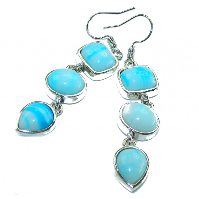 Precious Blue Larimar .925 Sterling Silver handmade earrings