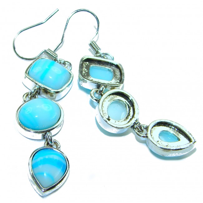 Precious Blue Larimar .925 Sterling Silver handmade earrings