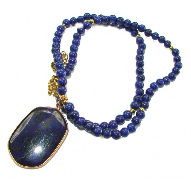 Bohemian style genuine Lapis Lazuli 14K Gold over .925 Sterling Silver Station Necklace - photo 2