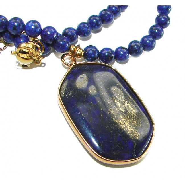 Bohemian style genuine Lapis Lazuli 14K Gold over .925 Sterling Silver Station Necklace - photo 1