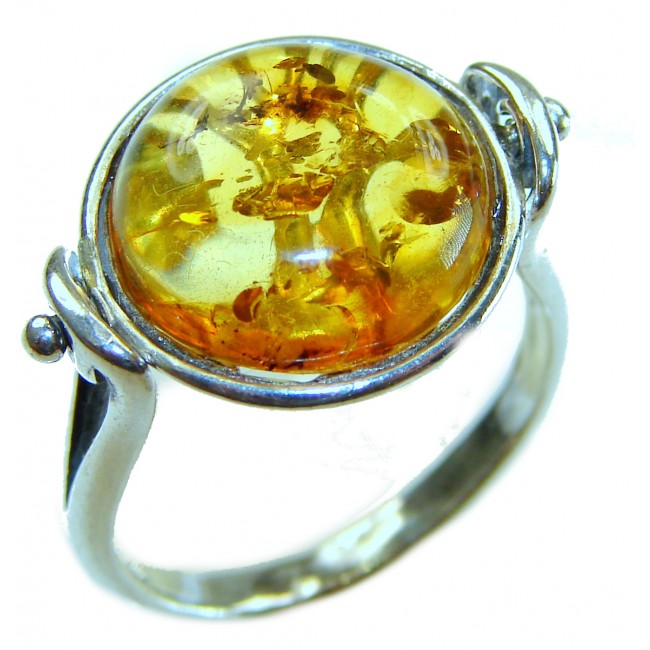 Family Tree - Natural Baltic Amber .925 Sterling Silver handcrafted ring; s. 6