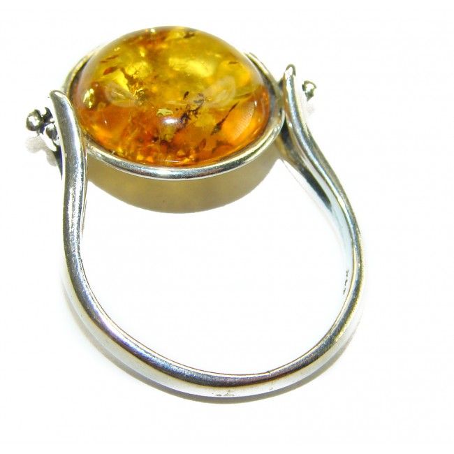 Family Tree - Natural Baltic Amber .925 Sterling Silver handcrafted ring; s. 6