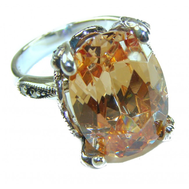 Splendid 10.2 carat Golden Topaz .925 Sterling Silver brilliantly handcrafted ring s. 8