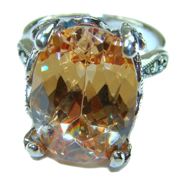 Splendid 10.2 carat Golden Topaz .925 Sterling Silver brilliantly handcrafted ring s. 8