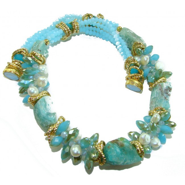 Authentic rough Aquamarine .925 Sterling Silver 114.2 grams handmade Bohemian Style necklace