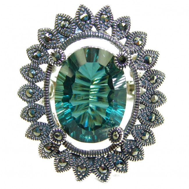OUTSTANDING 10.5 carat Brazilian Apatite .925 Sterling Silver Perfectly handcrafted Ring s. 7 1/4