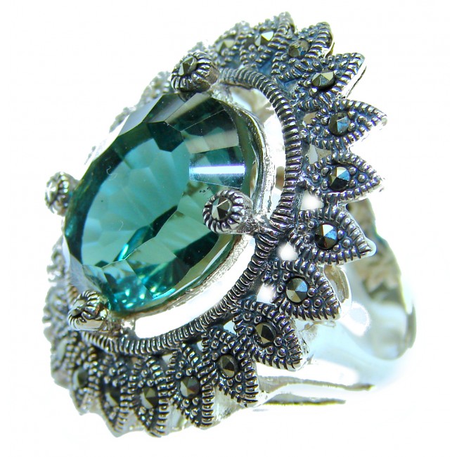 OUTSTANDING 10.5 carat Brazilian Apatite .925 Sterling Silver Perfectly handcrafted Ring s. 7 1/4