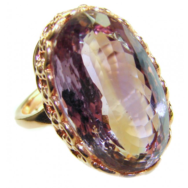 Odyssey 24.5 carat Genuine Ametrine .925 Sterling Silver dipped in 18K Gold Handcrafted Ring size 8