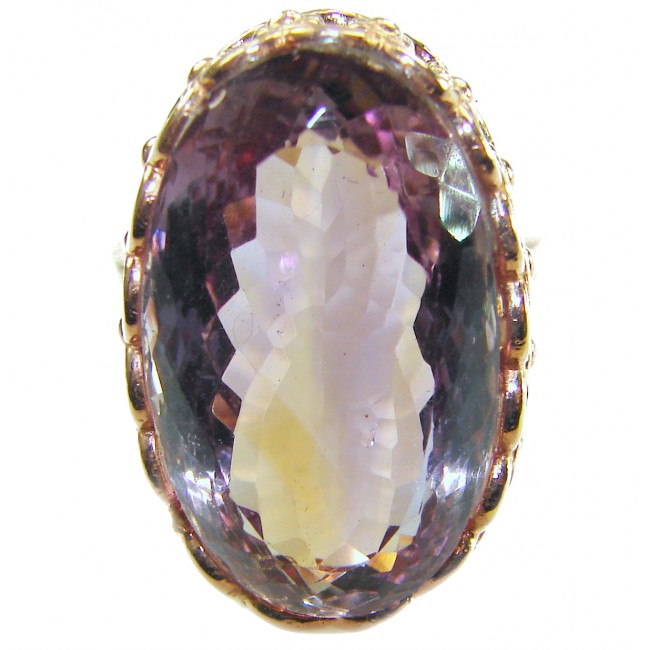 Odyssey 24.5 carat Genuine Ametrine .925 Sterling Silver dipped in 18K Gold Handcrafted Ring size 8