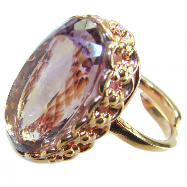 Odyssey 24.5 carat Genuine Ametrine .925 Sterling Silver dipped in 18K Gold Handcrafted Ring size 8