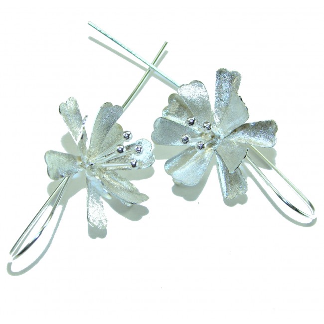 Silver Flowers Italy made .925 Sterling Silver Earrings - photo 2