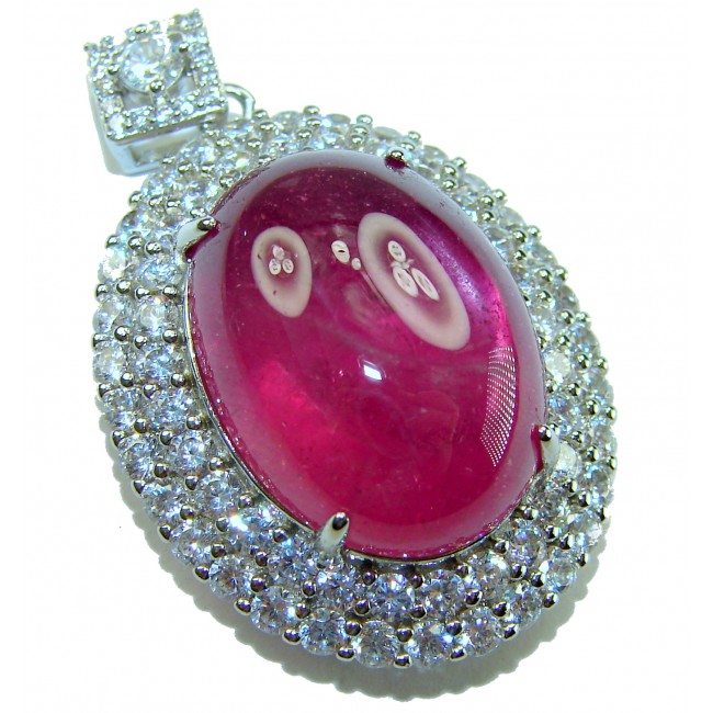 Rare finding! Deluxe 27.2 carat authentic Kashmir Ruby rhodium over .925 Sterling Silver handmade Statement Pendant