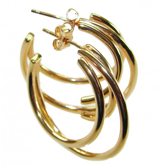 Dubai Style - Golden fantasy .925 Sterling Silver dipped in 22K Gold handmade Large Earrings