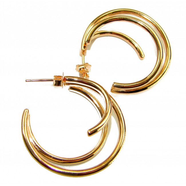 Dubai Style - Golden fantasy .925 Sterling Silver dipped in 22K Gold handmade Large Earrings
