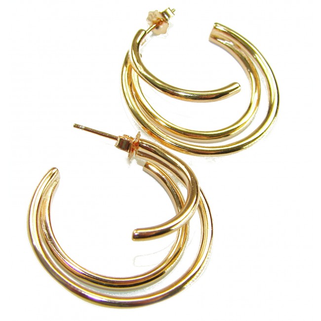 Dubai Style - Golden fantasy .925 Sterling Silver dipped in 22K Gold handmade Large Earrings