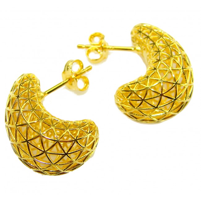 Dubai Style - .925 Sterling Silver dipped in 22K Gold handmade Earrings