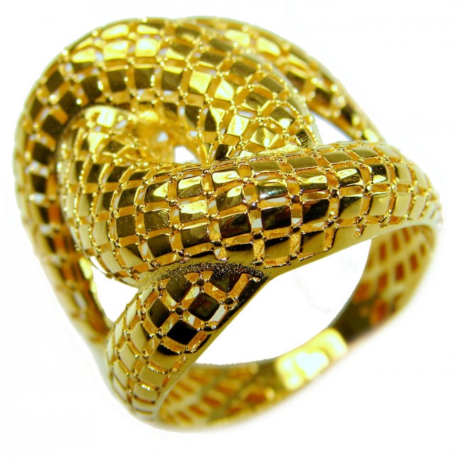 Dubai Style .925 Sterling Silver dipped in 22K Gold handmade Large ring size 7
