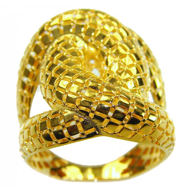 Dubai Style .925 Sterling Silver dipped in 22K Gold handmade Large ring size 7